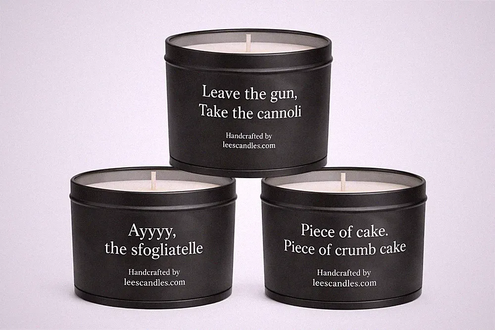 3 piece Italian movie quote inspired bakery scented candle gift set