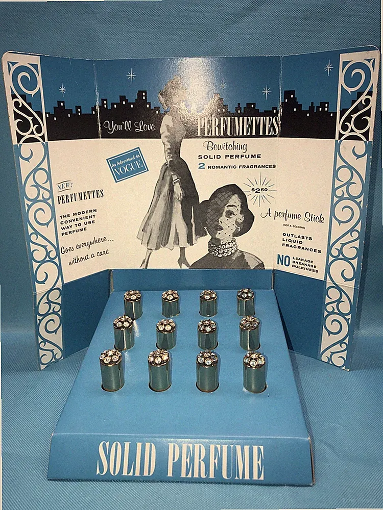 VTG Jeweled Perfumette Display 12 Solid Perfume Stick Original Packaging/Product